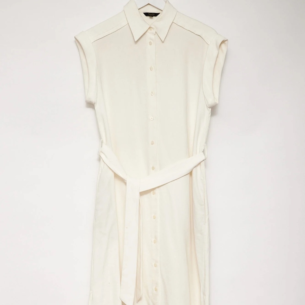 Massimo Dutti White Linen Shirtdress